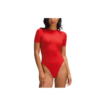 Lululemon Wundermost Ultra Soft Nulu Short Sleeve Crew Thong Bodysuit Jumpsuit Women's
