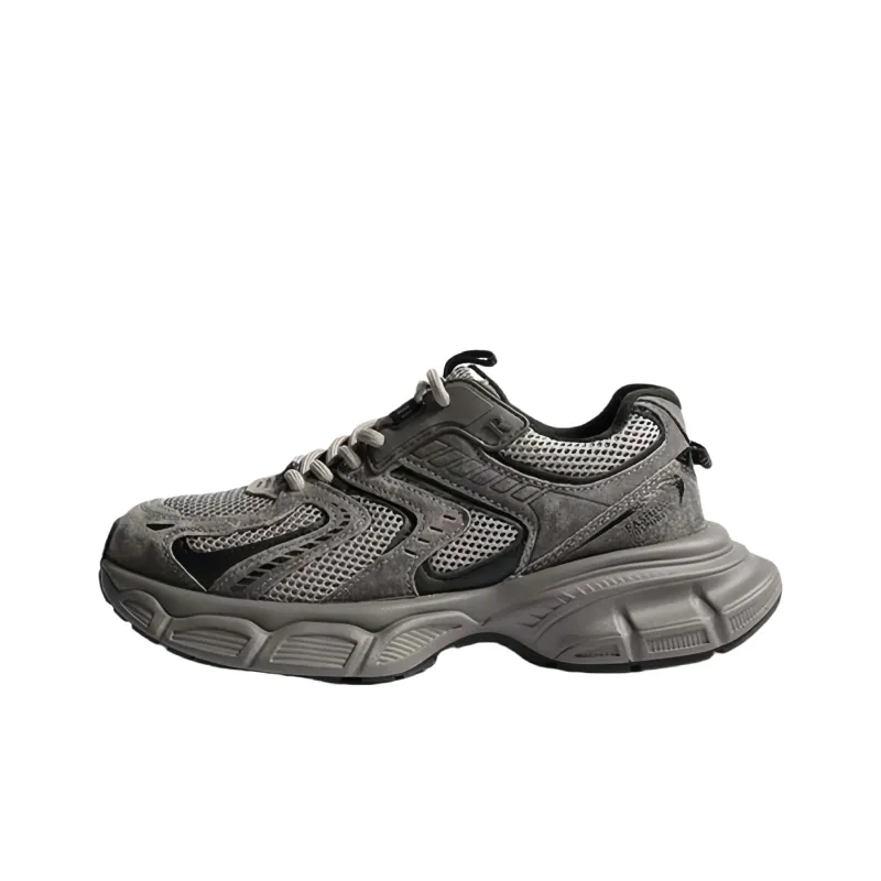 BINGO DUCK Slip Resistant And Breathable Low Top Chunky Sneakers Women's Gray-4