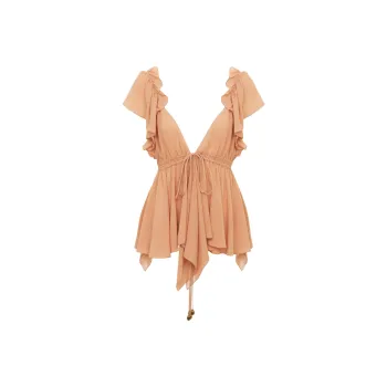 Chloé Ruffled Sleeveless Silk Blouse
