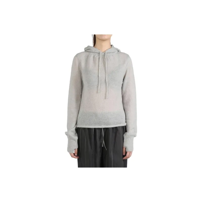 AMOMENTO Drawstring Hood Knit Hoodie-0