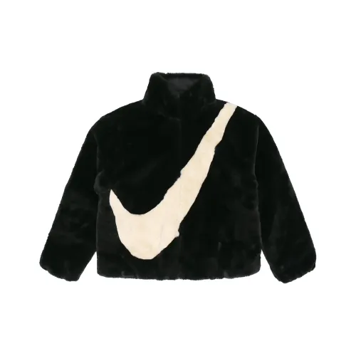 nike online Women'ss Oversized Swoosh Logo Jacket Asia Sizing Black Fossil