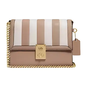 COACH Hutton Leather Small Square Bag Crossbody Bag Shoulder Bag Small Size Women's Brown/White
