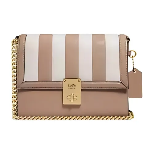 COACH Hutton Leather Small Square Bag Crossbody Bag Shoulder Bag Small Size Women's Brown/White
