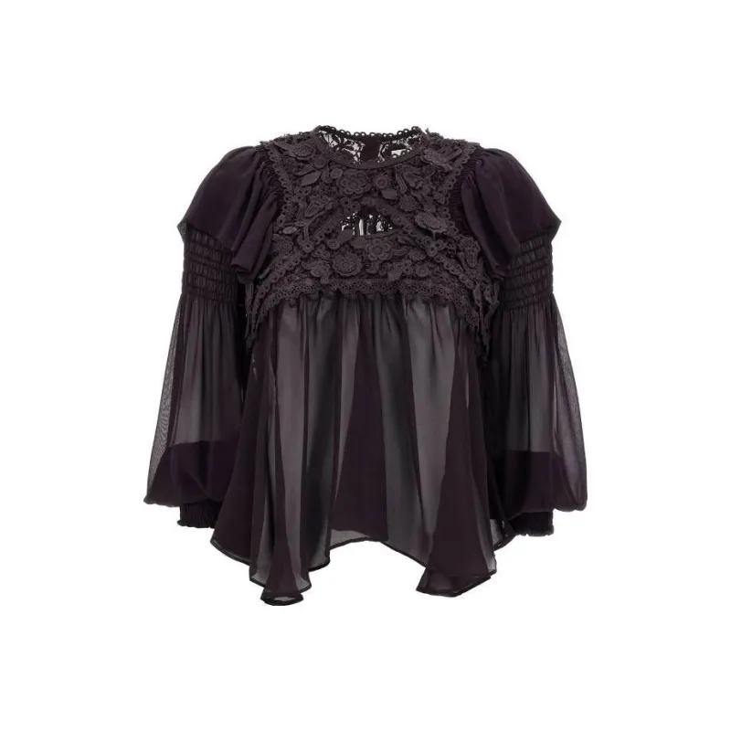 ISABEL MARANT Ruffle Smock Stitched Blouse Top-0