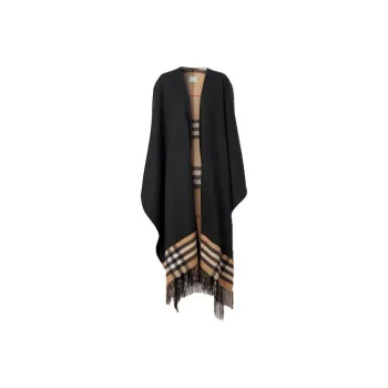 Burberry Fringed Check Cape