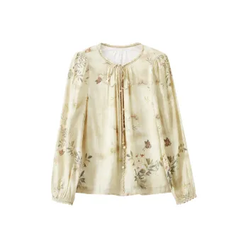 XIANGYING Shirt Women's Fruit Green