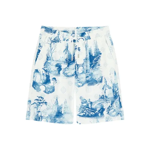 DEGAIA Casual Shorts Men's Blue Gray Positioning Flower