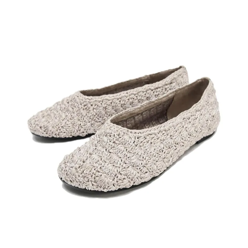 ZARA BRAIDED BALLERINA Casual Single Shoes Women's Beige-1