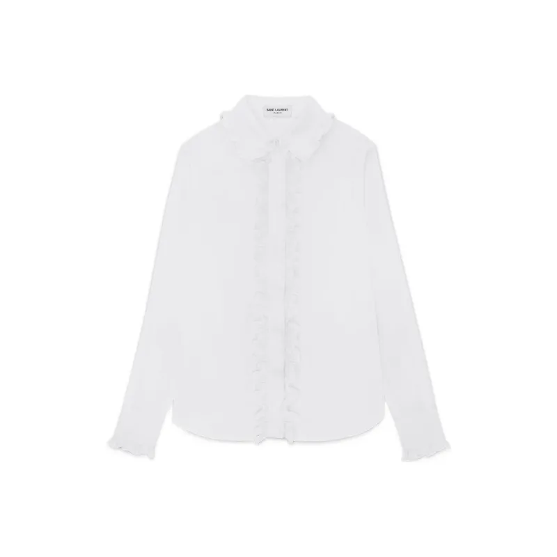 SAINT LAURENT Ruffled Button-Up Shirt-0