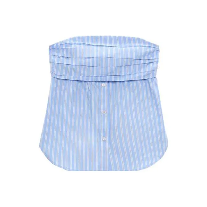 ZARA Strapless Top Women's Blue-0