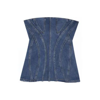 Stella McCartney Strapless Tops Women's Medium Blue