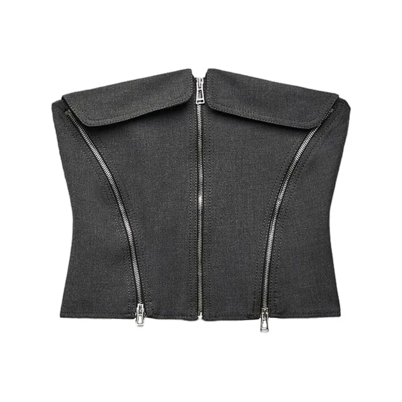ZARA Strapless Top Women's Gray-0