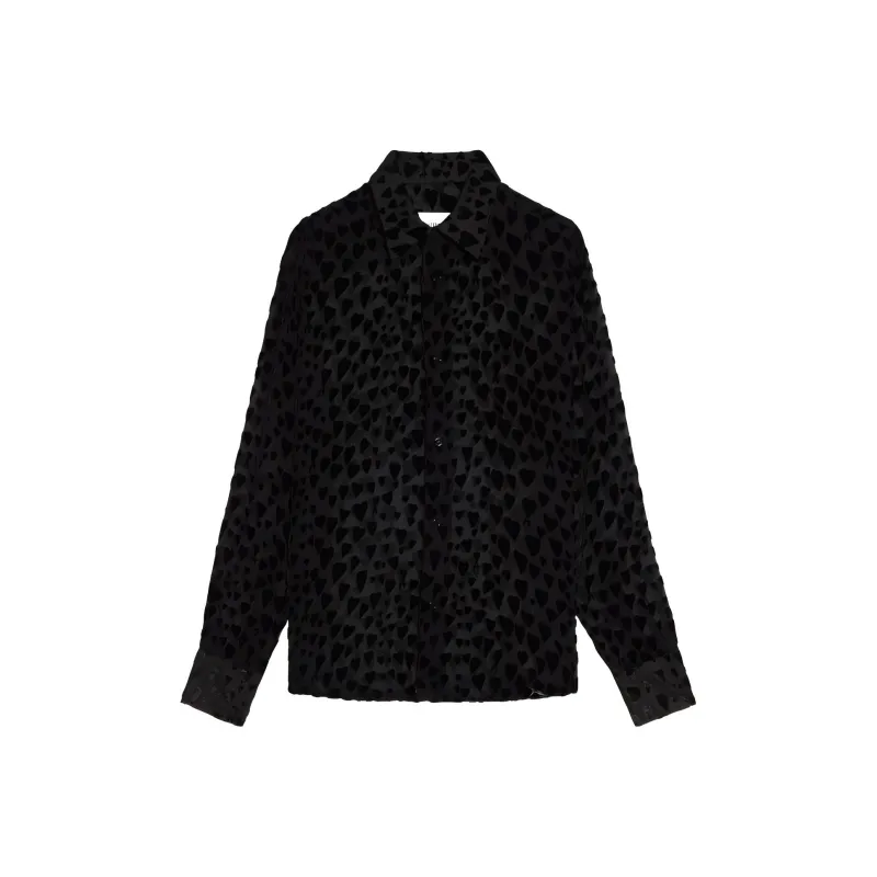 Ami Fit Shirt With Heart Pattern 'Black'-0