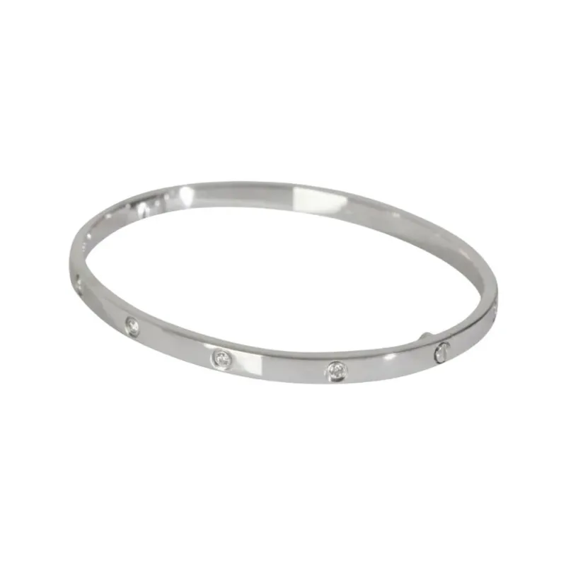 Cartier 18K White Gold Love Diamond Bangle-0