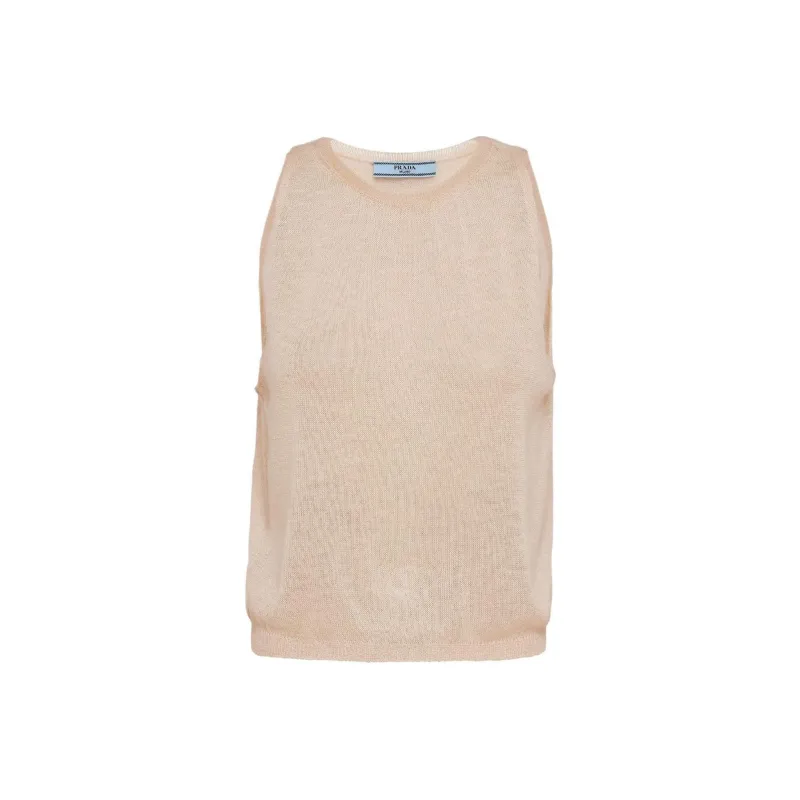 PRADA Semi sheer Cashmere Tank Top-0