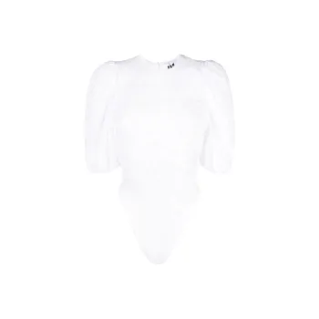 MSGM Floral-lace Puff-sleeve Top
