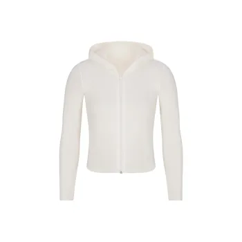 SKIMS FW24 Cotton Collection COTTON RIB ZIP UP HOODIE Sweatshirt Women's MARBLE/Marble Color