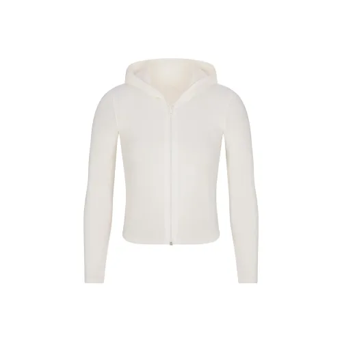 SKIMS FW24 Cotton Collection COTTON RIB ZIP UP HOODIE Sweatshirt Women's MARBLE/Marble Color