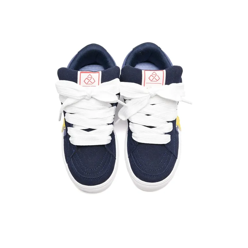 Deesha Cushioning, Wear Resistant Low Top Skateboard Shoes Women's Navy Blue-2
