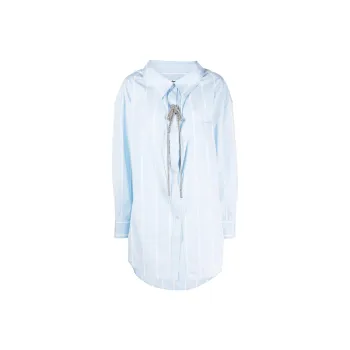 Alexander Wang Crystal embellished Striped Cotton Shirt