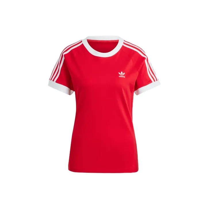 Adidas Originals 3-Stripes T-Shirts Women's Red-0