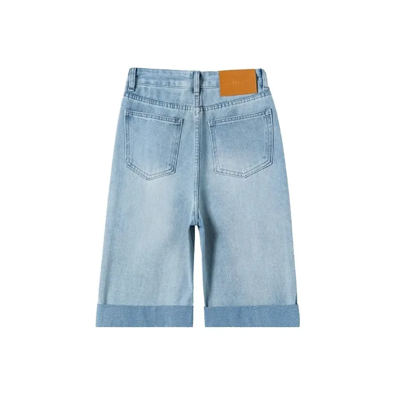 ARIADNAW STUDIO Denim Shorts Women's Light Blue-1