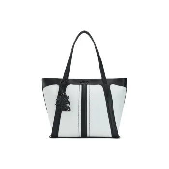FILA FUSION Fabric Tote Bag, Shopping Bag, Handbag Regular Women's White & Black
