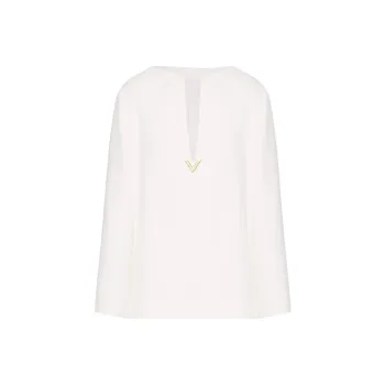 Valentino Cady Couture Logo Plaque Long-Sleeved Blouse