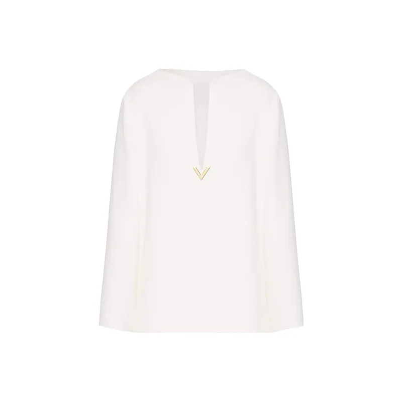 Valentino Cady Couture Logo Plaque Long-Sleeved Blouse-0