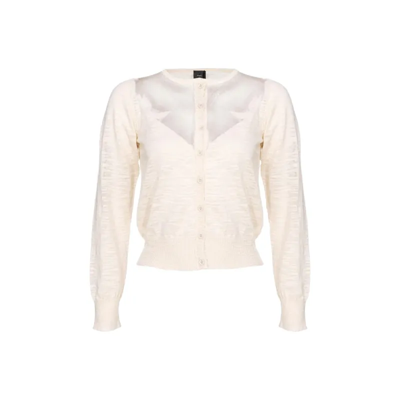 PINKO Mask Mesh-Panel Buttoned Cardigan-0
