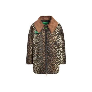 BARBOUR x GANNI FW23 Printed Waxed Bomber Jacket Jackets Coats Women's Brown