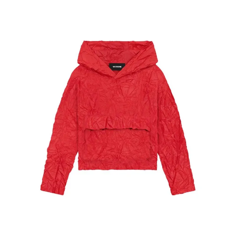 WE11DONE Crinkle effect Cropped Hoodie-0