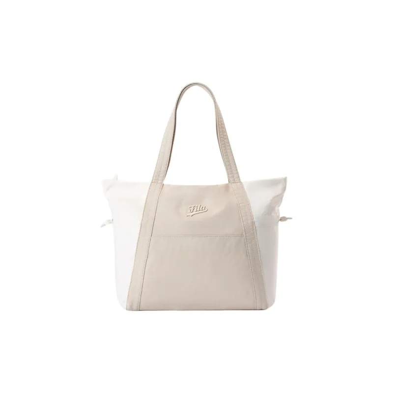 FILA FUSION LIFE Fabric Tote Bag, Shopping Bag, Handbag Women's Beige & White-0