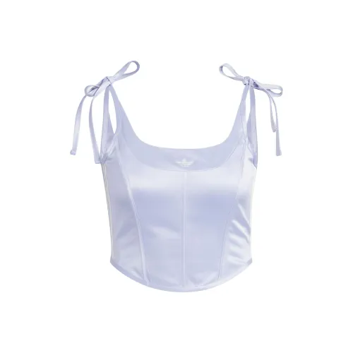 adidas originals Women'ss 3 Stripes Adicolor Corset Logo Print Casual Tank Top Purple
