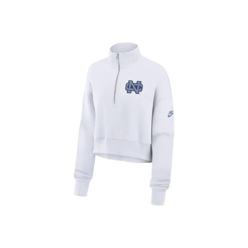 Nike North Carolina Tar Heels Legacy Elevated Logo Women's Nike College Cropped 1/4-Zip Crew-0