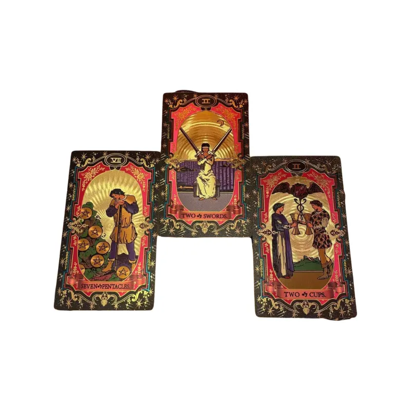 ZOCO Black Gold Sun Tarot Card Box Included Waterproof And Durable PET Material Board Games-26