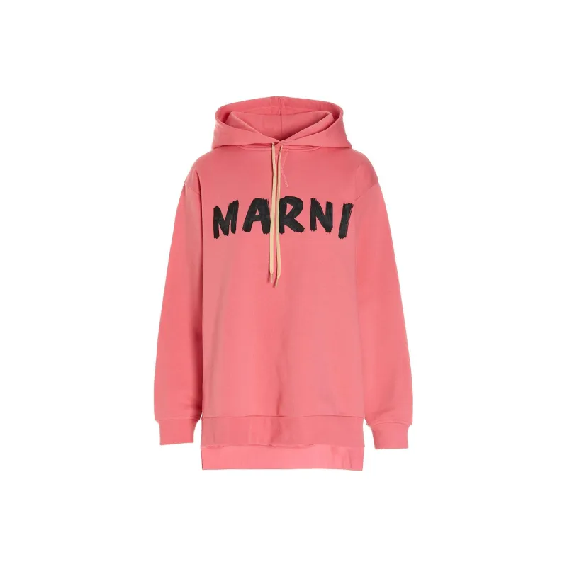 MARNI Logo Printed Drawstring Hoodie-0