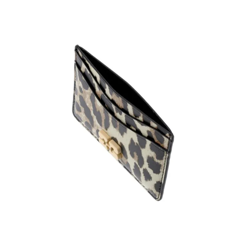 GANNI Artificial Leather Card Holder Women's Brown-3
