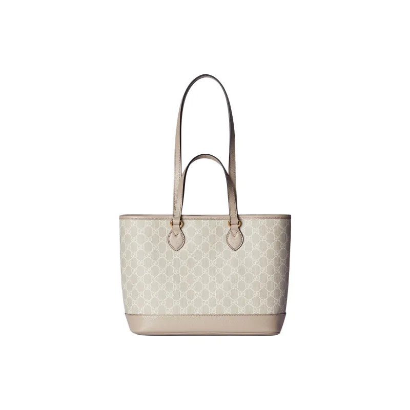 GUCCI Ophidia Canvas With Leather Binding Canvas Bag Tote Bag Shopping Bag Handbag Small Size Women's Ecru & White-3