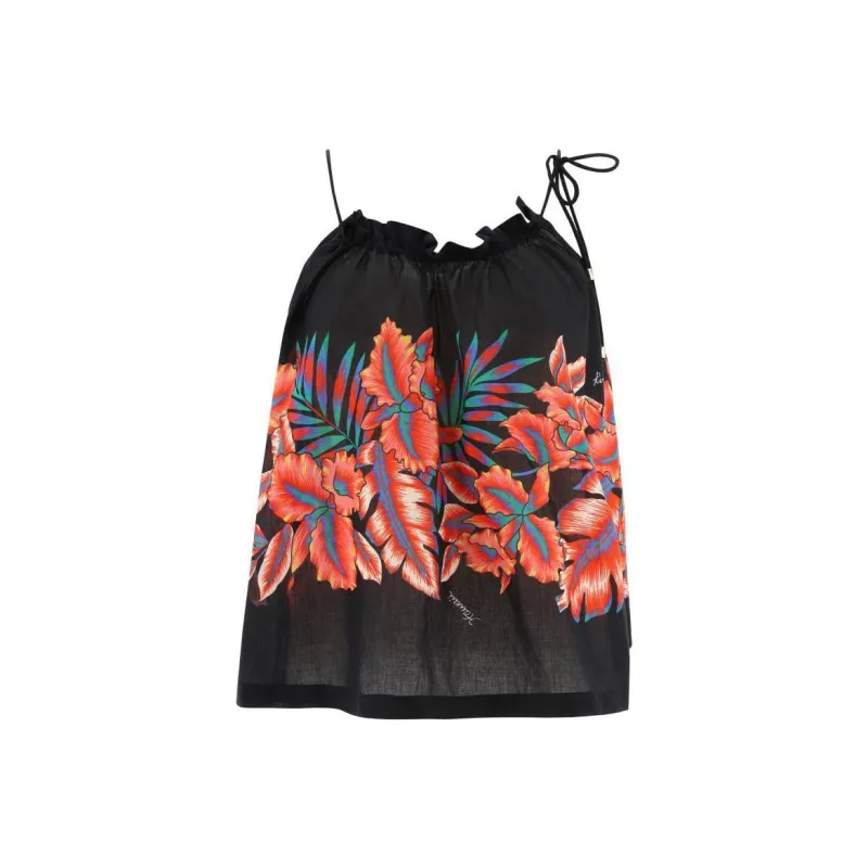 PINKO Tropical print Muslin Top-0