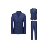 Navy Blue Three-Piece Set+Brooch