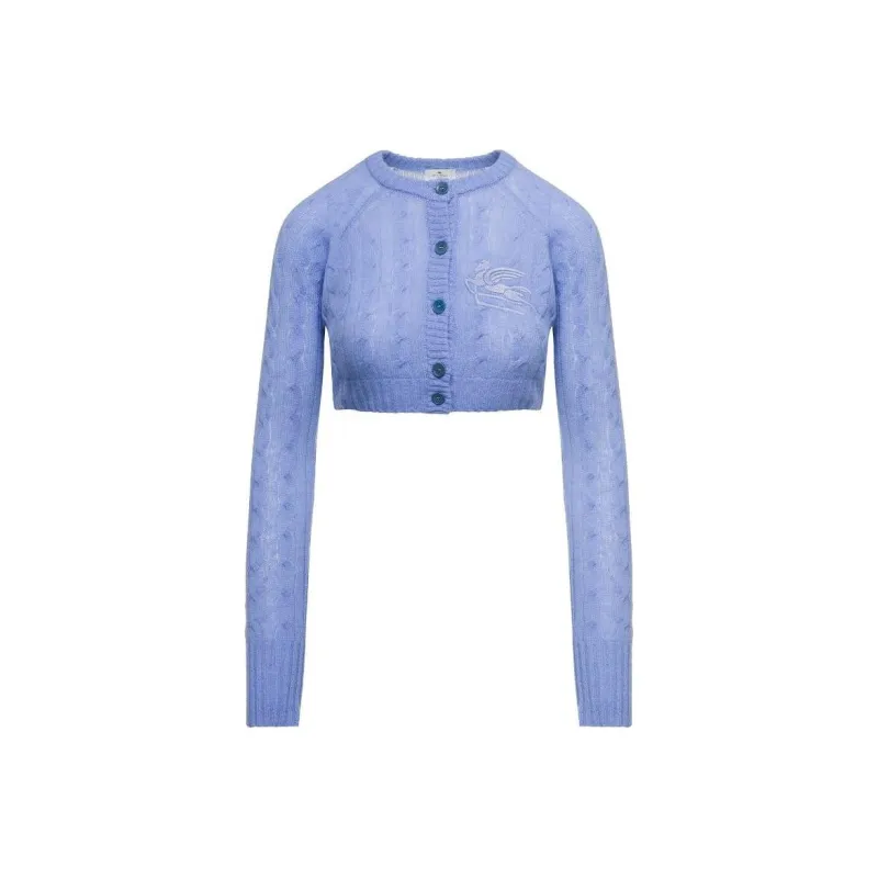 ETRO Logo embroidered Cropped Cardigan-0