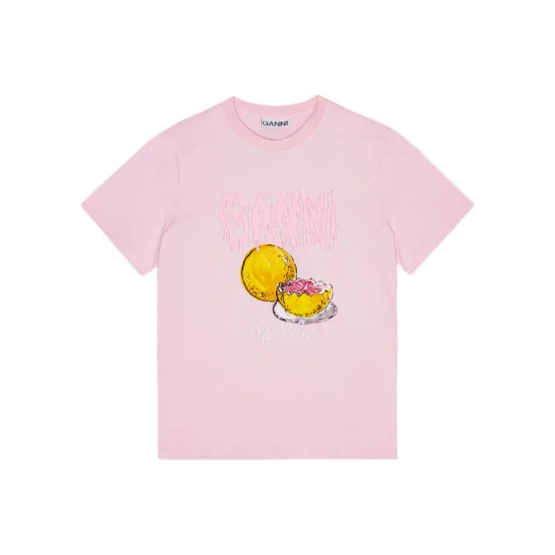 GANNI Graphic Printed Crewneck T Shirt-0