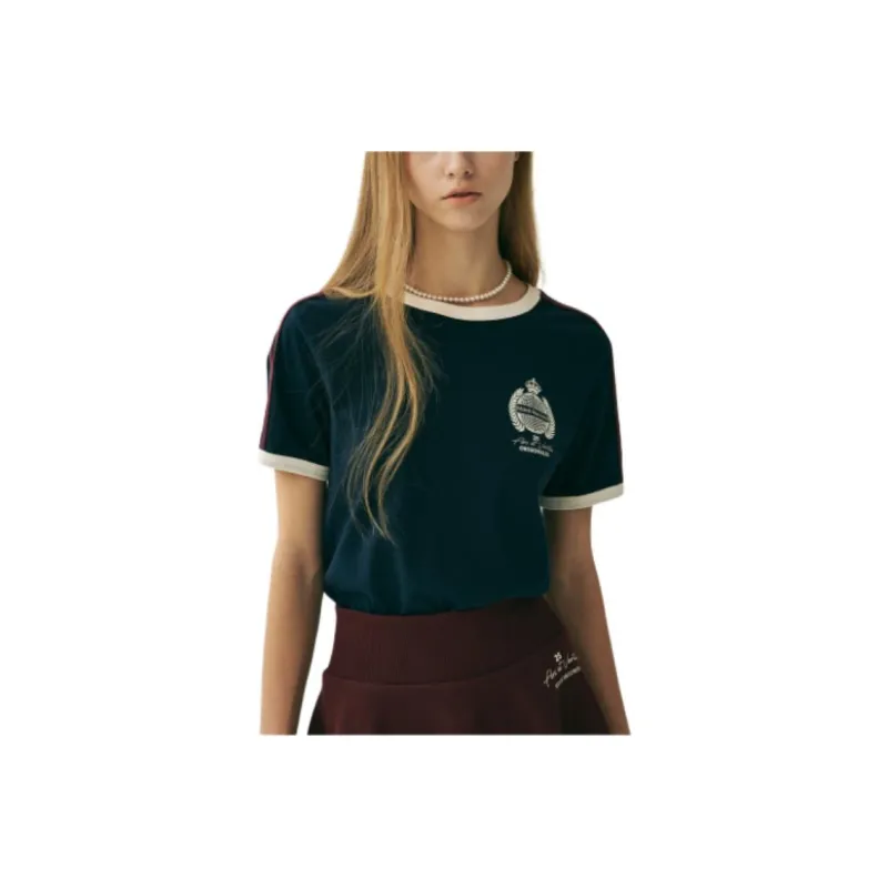 MARDI MERCREDI T Shirt Women's Marine Blue Ivory White Korean Style-0