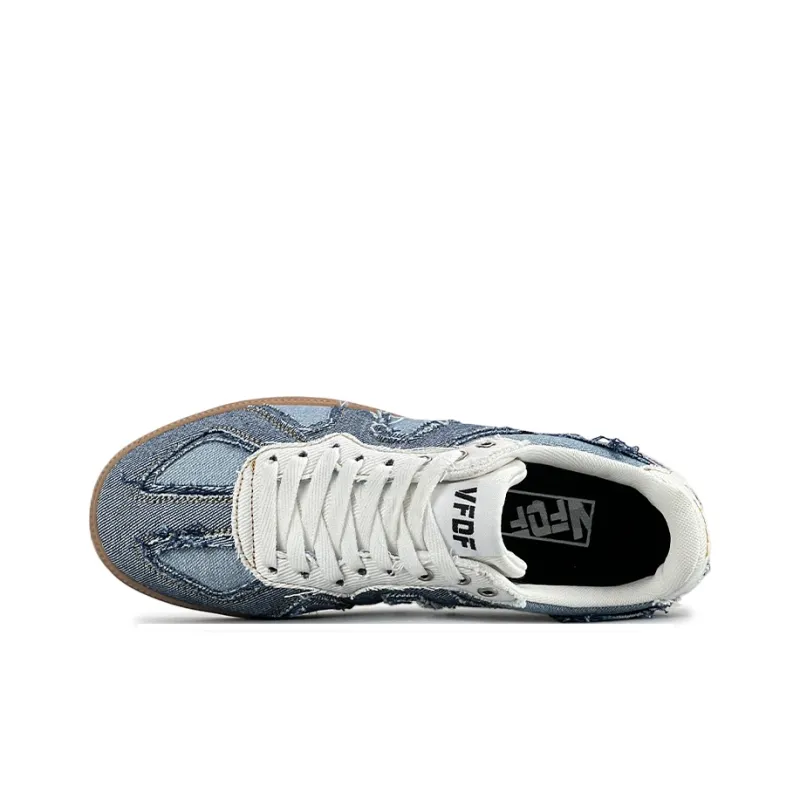 VFDF Denim, German Army Trainers Breathable And Slip Resistant Low Top Skateboard Shoes Unisex Denim Blue-3