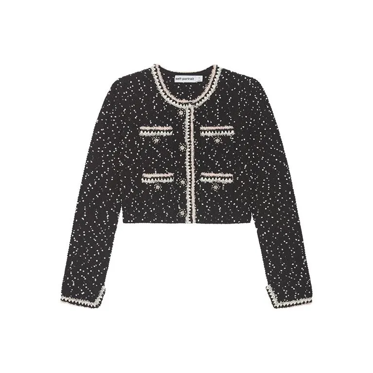 Self portrait Jacket Women's Black Mixed Color-0