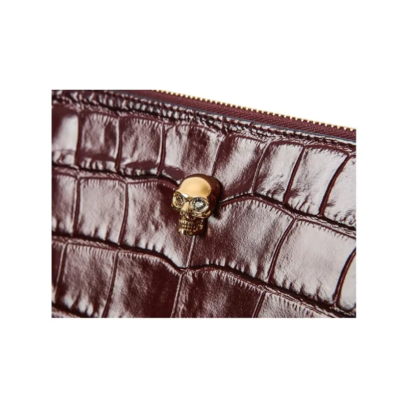 Alexander McQueen Cow Leather Clutch Large Size Women's Fuchsia-2