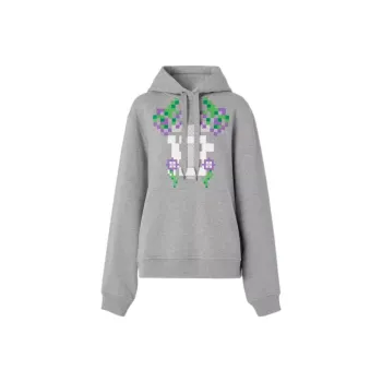 Burberry X Minecraft Monogram Motif Print Cotton Hoodie Pale Grey Melange