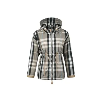 Burberry Bacton Check Hooded Jacket 'Dusty Sand'