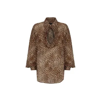 DSQUARED 2 Leopard Printed Curved Hem Shirt